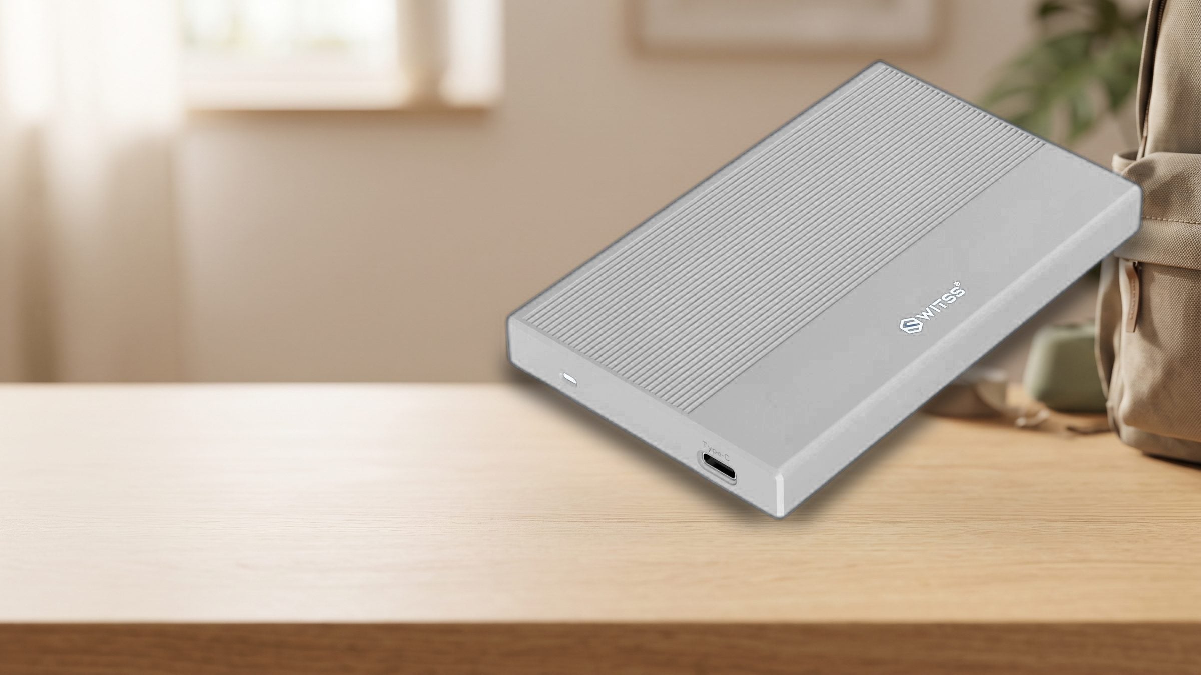 Switss® 2.5 inch external enclosure in use, lifestyle shot