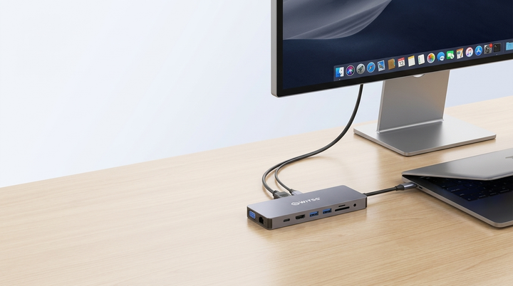 Switss USB-C hub op thuiswerkplek