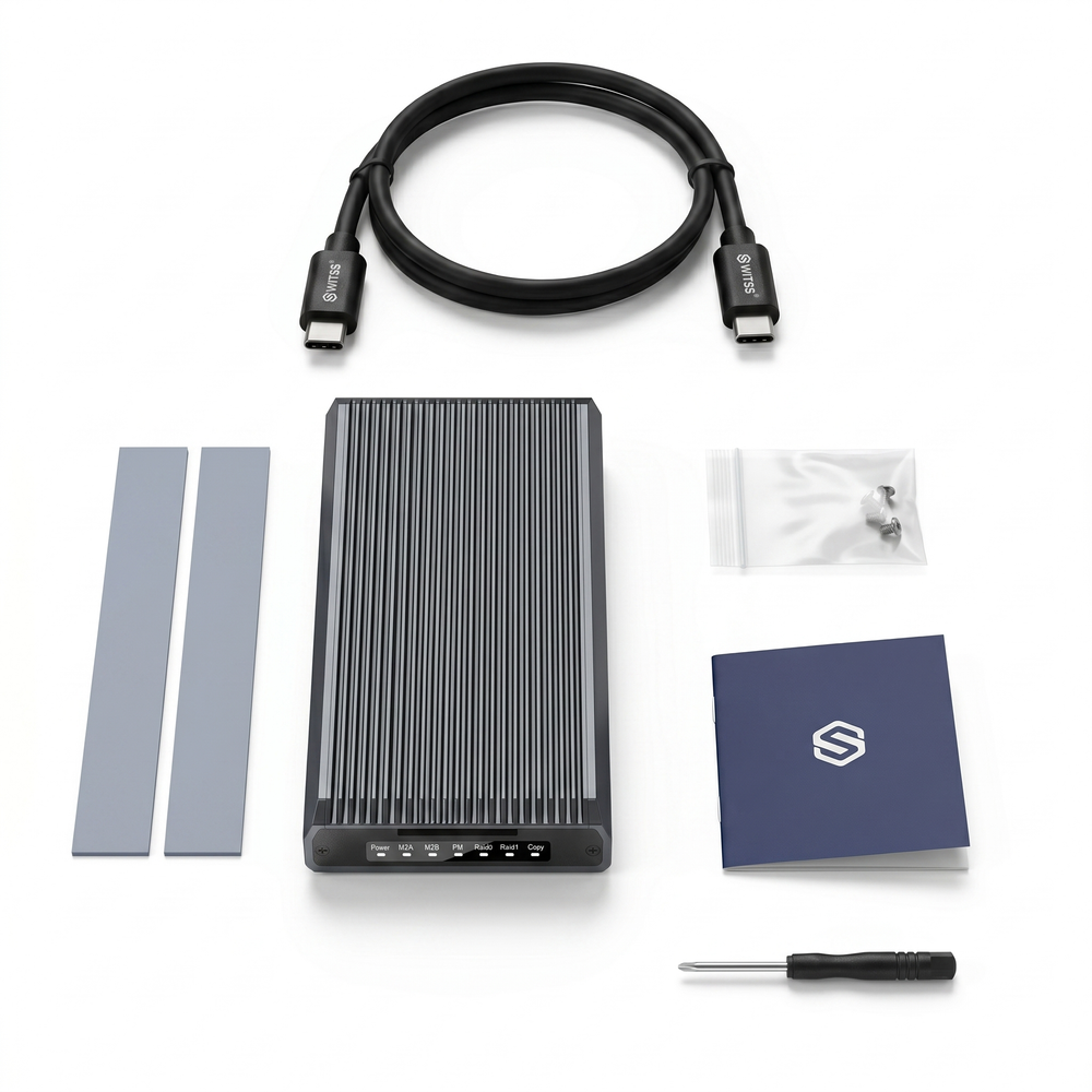 Doosverpakking van de Switss® RAID Dual-Bay M.2 SSD behuizing