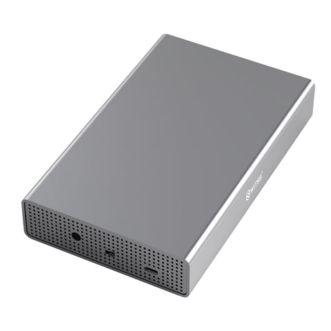 Boîtier HDD/SSD 3,5/2,5 pouces Switss® en aluminium gris avec orifices de ventilation, port USB-C et connecteur d'alimentation