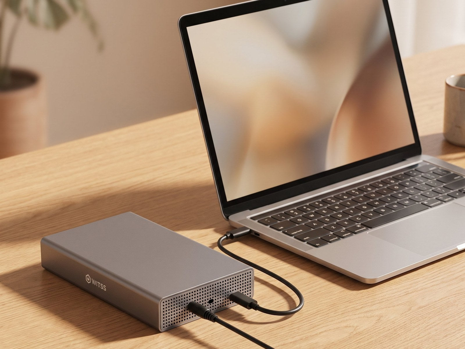 Netvoeding adapter aangesloten op de Switss behuizing voor 3.5 inch schijf