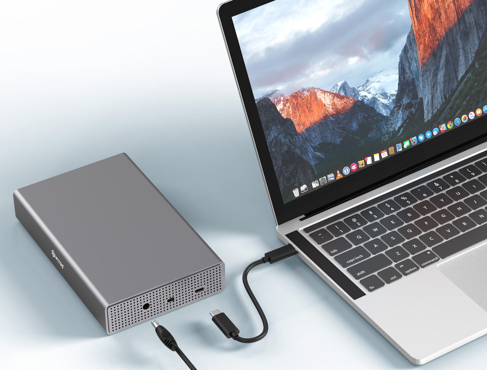 Switss® 3.5 inch behuizing met meegeleverde netvoeding-adapter en USB-C kabel
