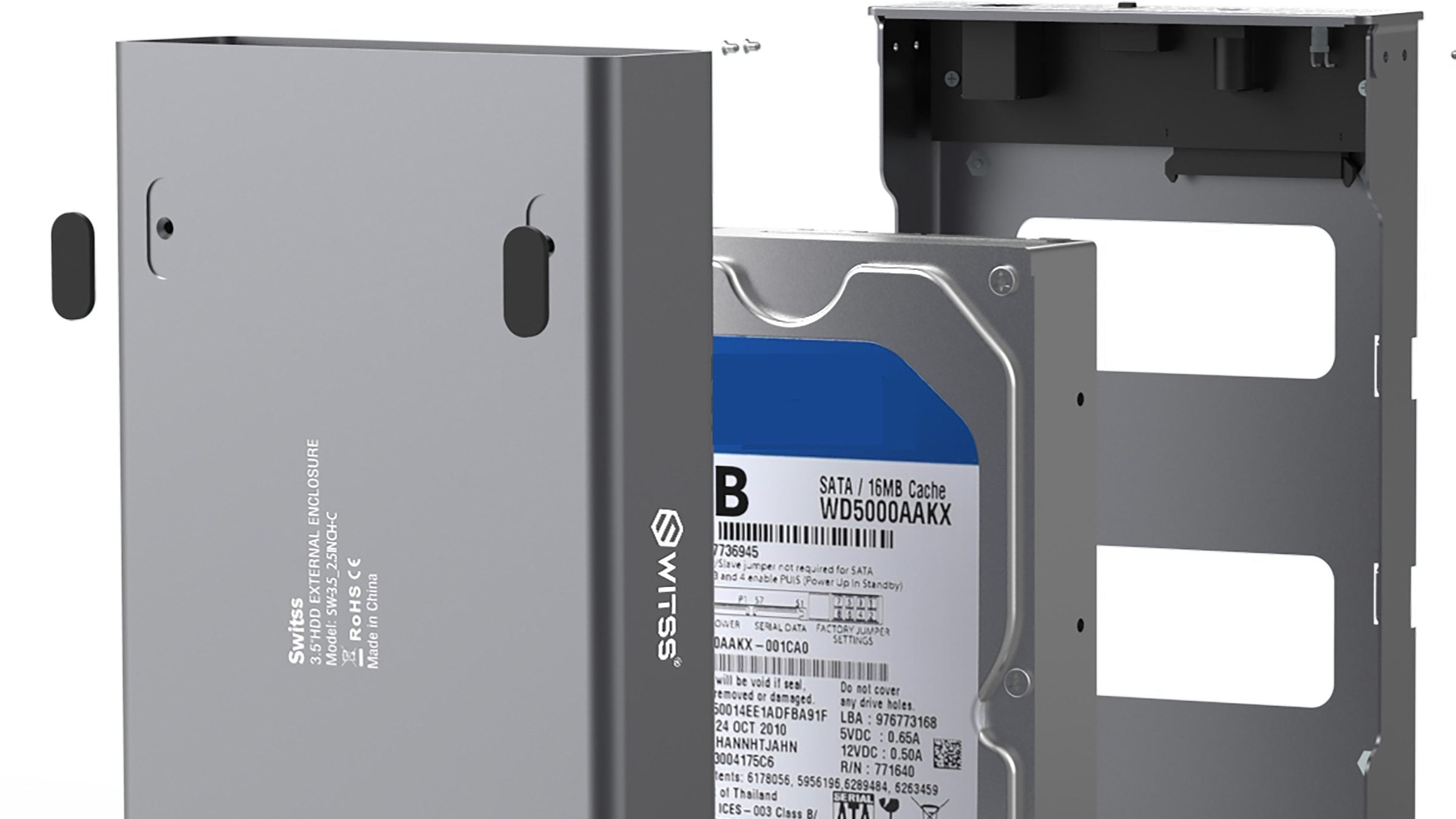 Switss® 3.5 inch externe behuizing in aluminium, studio-opname